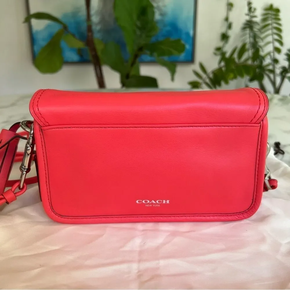 NWOT Coach Legacy Leather Penny Shoulder Crossbody Bag 19914 Bright Coral Pink